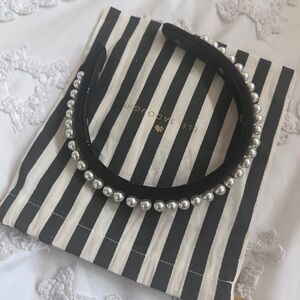 Lele Sadoughi Black Headband with Pearls